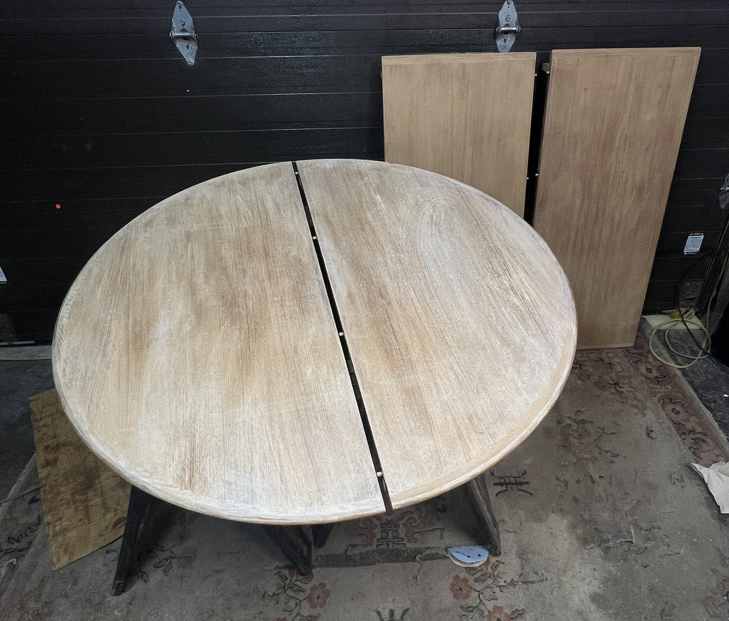 REFINISHED Danish MCM Teak Table Round w 2 Leaves by C.J. Rosengaarden 47"-86.5"