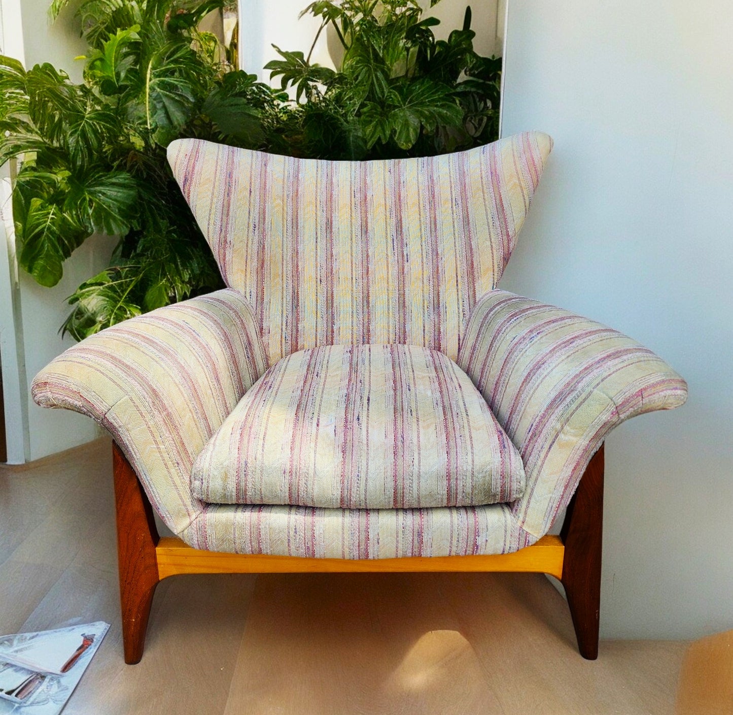 REFINISHED Mid Century Modern Small Wing Back Chair in Adrian Pearsall style