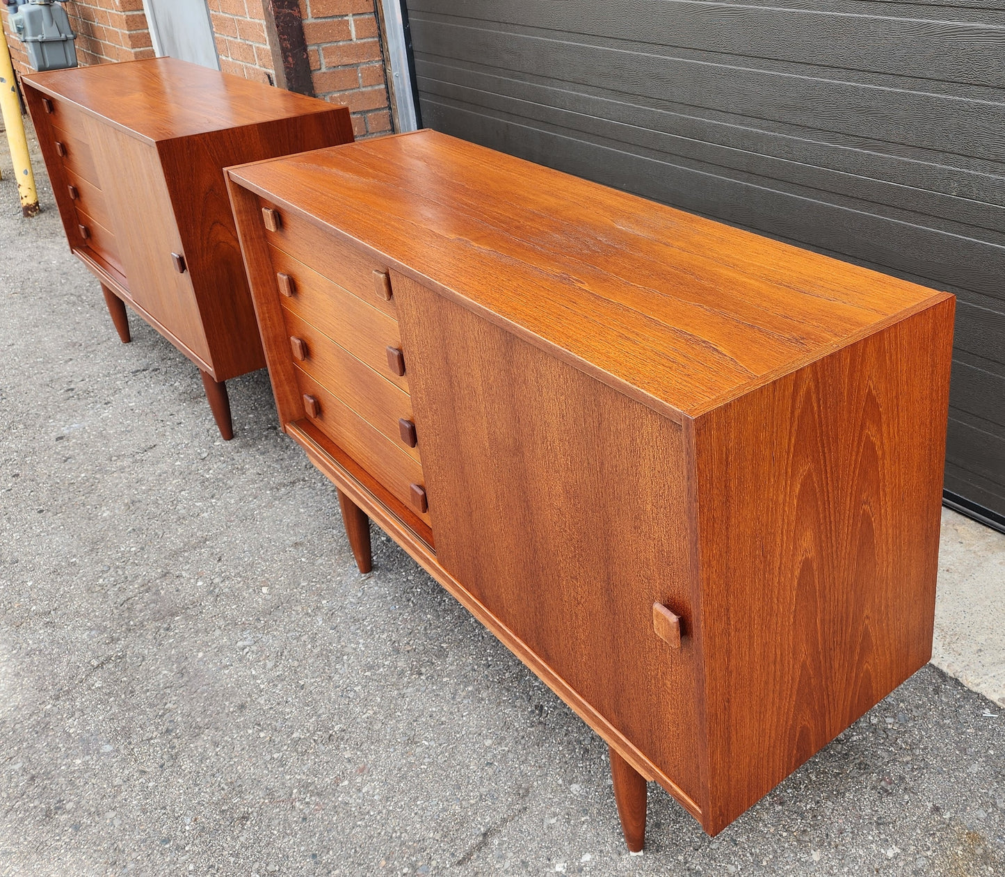 REFINISHED Danish Mid Century Modern Teak Cabinet by Domino 48" (2 available)