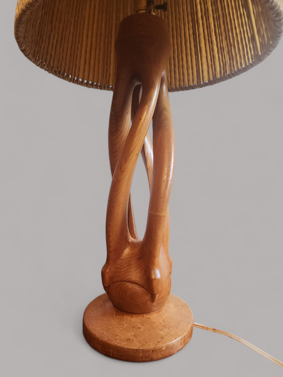 Mid Century Modern Sculptural Table Lamp w Cone shade H 35.5