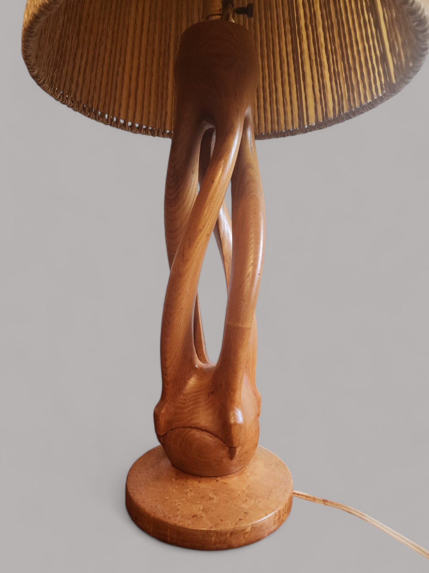 Mid Century Modern Sculptural Table Lamp w Cone shade H 35.5"