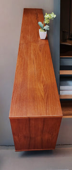 REFINISHED Mid Century Modern Teak & Black Bookcase TV Media Console 76.5