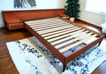 REFINISHED Mid Century Modern Teak Bed w Floating Nightstands Queen 2