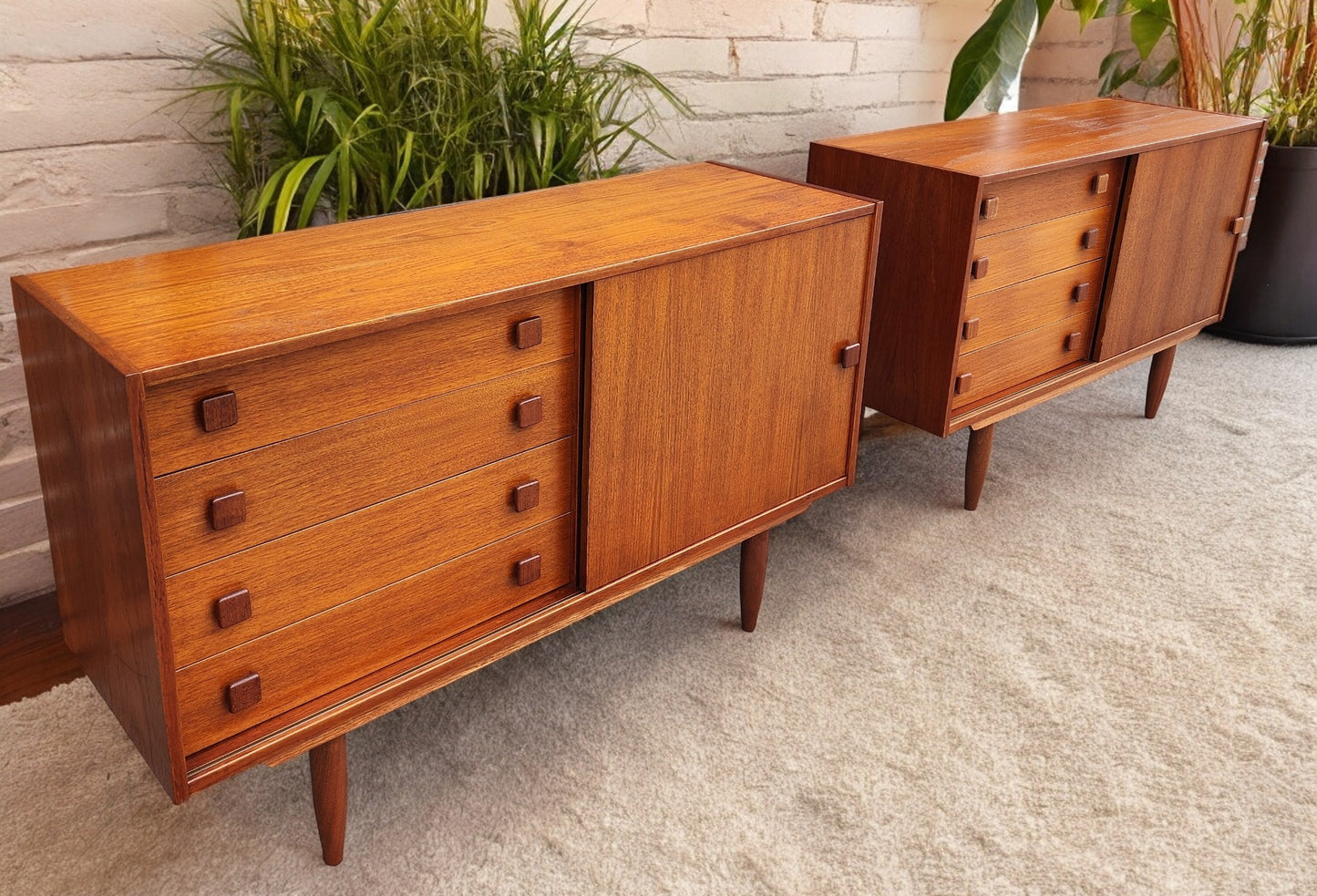 REFINISHED Danish Mid Century Modern Teak Cabinet by Domino 48" (2 available)