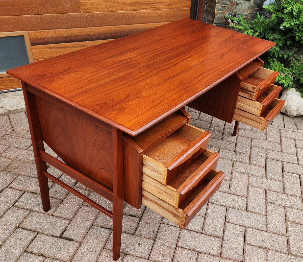 Coming***REFINISHED Danish MCM Teak Desk with Bookcase Back by Gunnar Nielsen for Tibergaard