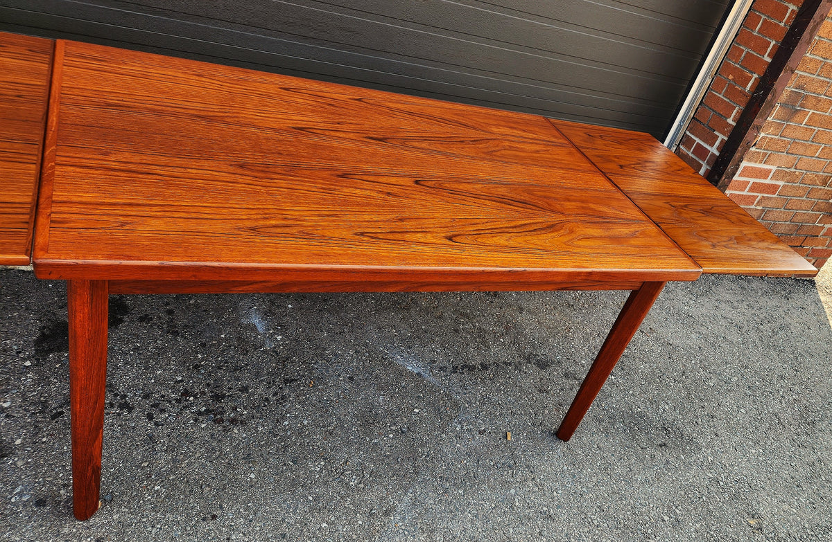 REFINISHED Danish MCM Teak Draw Leaf Table by H. Kjaernulf  57