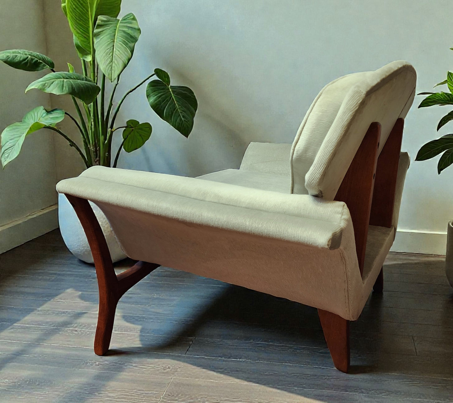 REFINISHED REUPHOLSTERED Mid Century Modern Sofa & Armchair