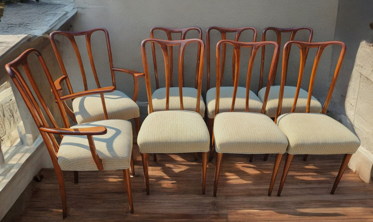 8 RESTORED Mid-Century Modern Chairs in style of Guglielmo Ulrich (2 arm, 4 side)