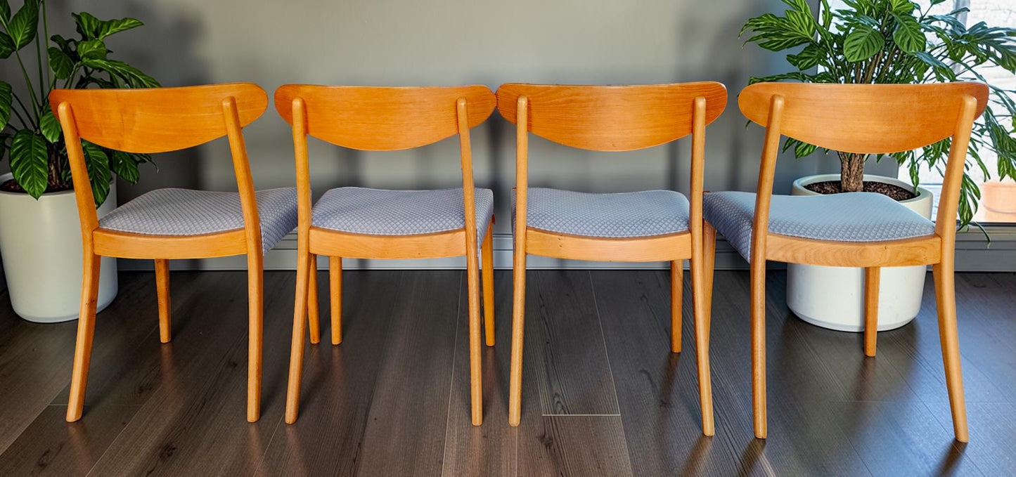 REFINISHED Danish Mid Century Modern Teak & Oak Table w 2 Leaves & 6 Chairs