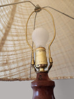 Large Mid Century Modern Pottery & Teak Floor Lamp, H 63