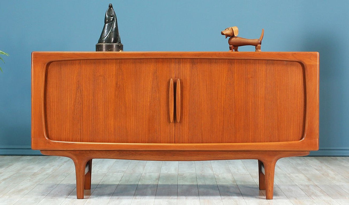 REFINISHED Danish MCM Teak Tambour Sideboard by Johannes Andersen 63