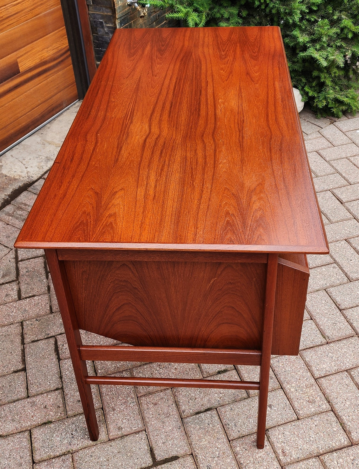 Coming***REFINISHED Danish MCM Teak Desk with Bookcase Back by Gunnar Nielsen for Tibergaard