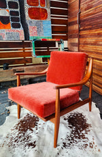REFINISHED Italian Mid Century Modern Lounge Chair w Wool Mohair Cushions 11