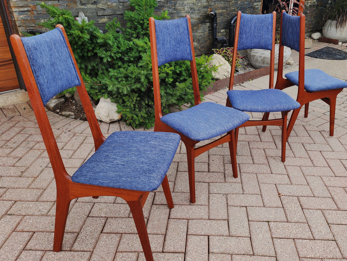 4 REFINISHED REUPHOLSTERED Danish Mid Century Modern Teak Chairs by Korup Stolefabrik