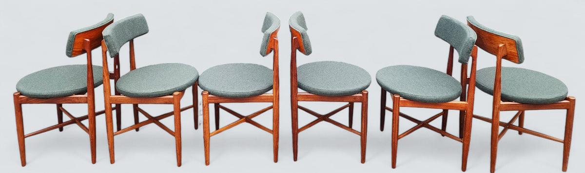 REFINISHED MCM Teak Extension Table & 6 REUPHOLSTERED chairs by G Plan