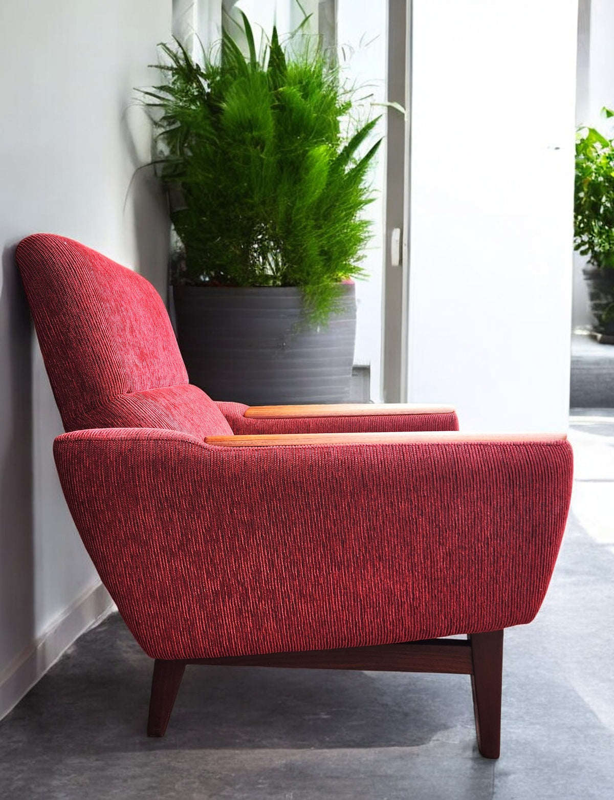 REFINISHED MCM R.Huber Lounge Armchair with Teak Legs & Paws