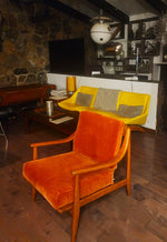 REFINISHED Italian Mid Century Modern Lounge Chair w Wool Mohair Cushions 14