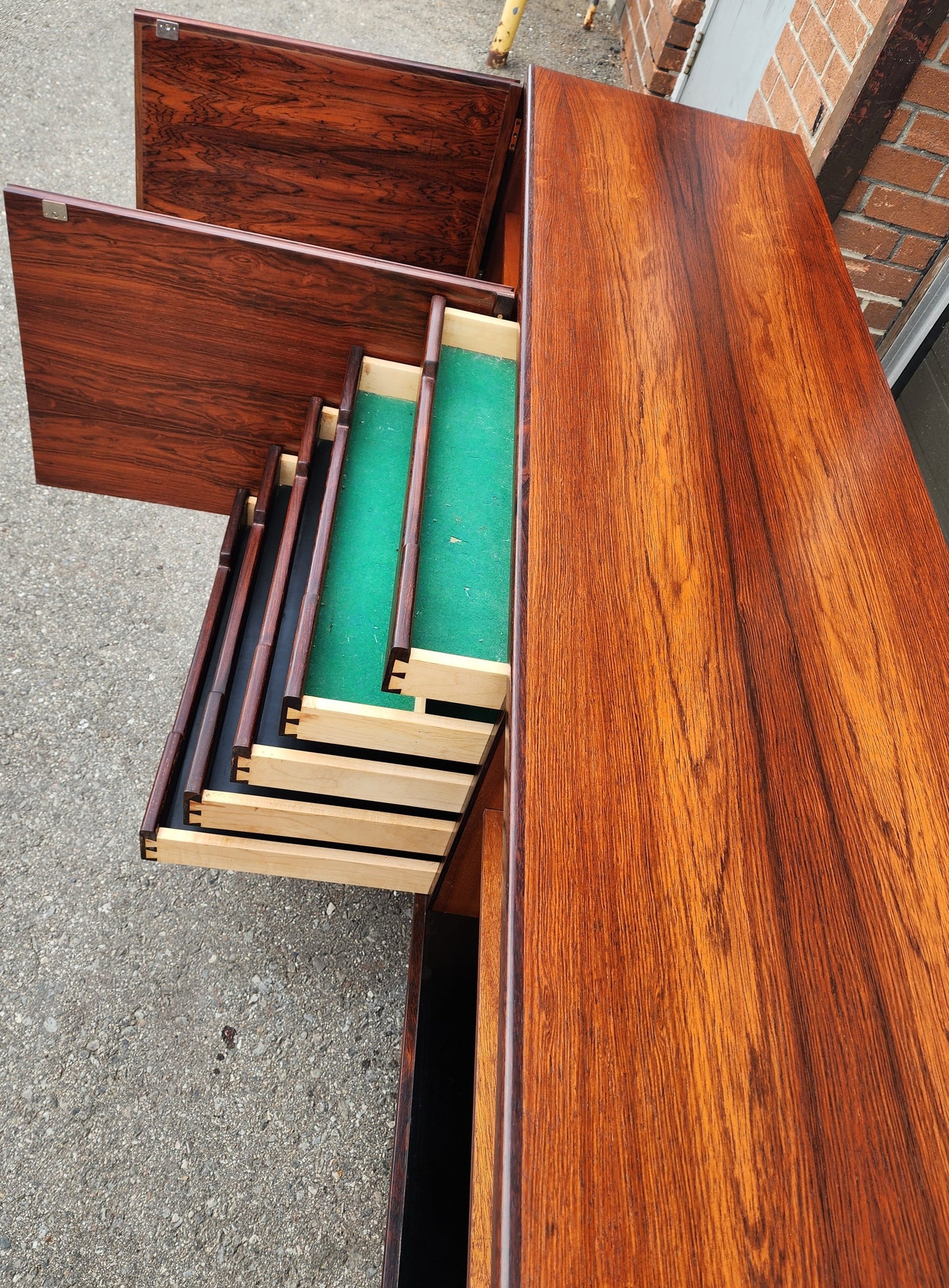 REFINISHED Danish Mid Century Modern Brazilian Rosewood Sideboard 95"