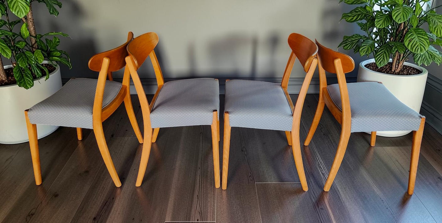 REFINISHED Danish Mid Century Modern Teak & Oak Table w 2 Leaves & 6 Chairs
