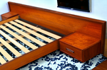 REFINISHED Mid Century Modern Teak Bed w Floating Nightstands Queen 5