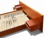 REFINISHED Mid Century Modern Teak Platform Bed Queen w Floating Nightstands 5