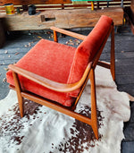 REFINISHED Italian Mid Century Modern Lounge Chair w Wool Mohair Cushions 12