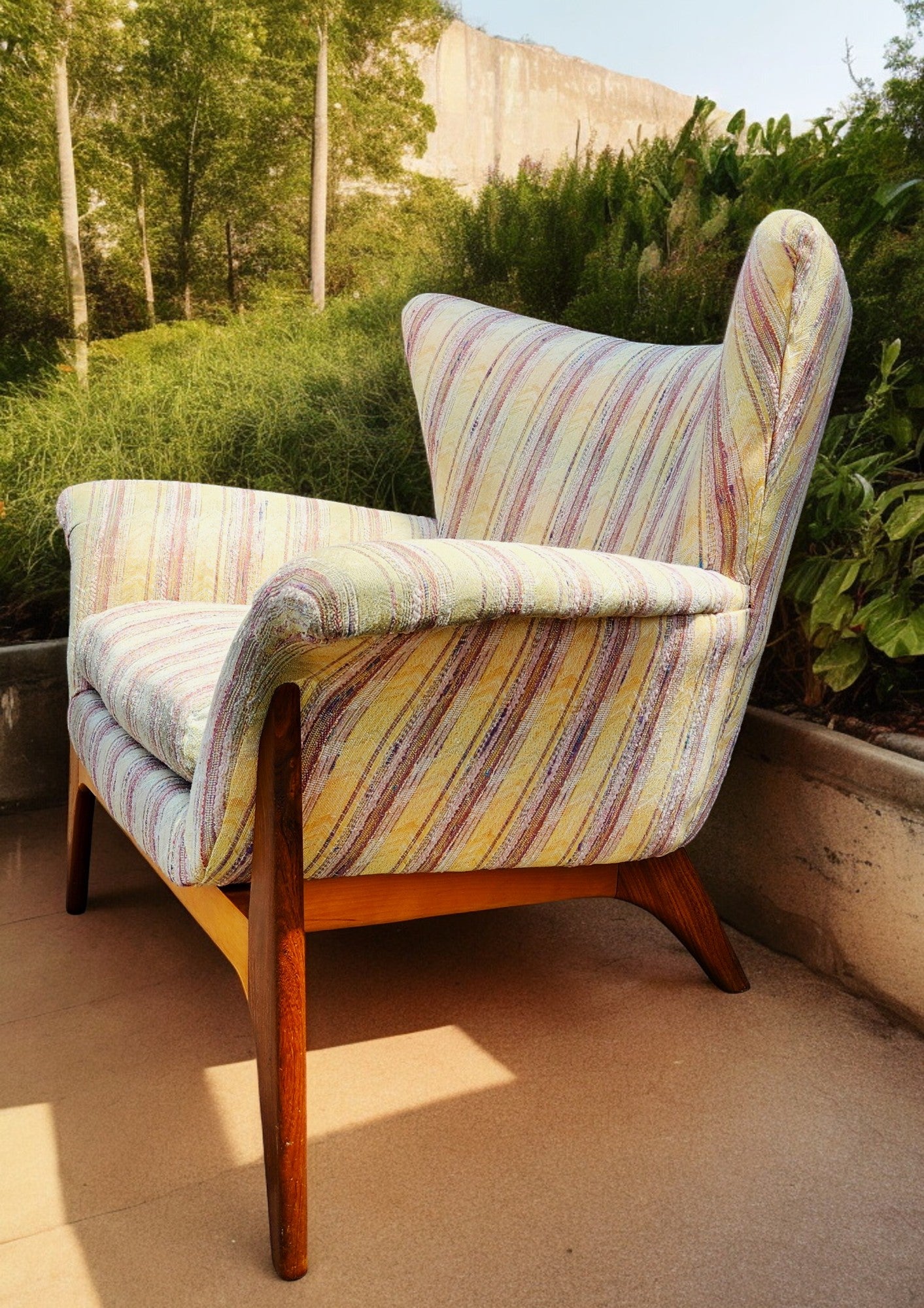 REFINISHED Mid Century Modern Small Wing Back Chair in Adrian Pearsall style