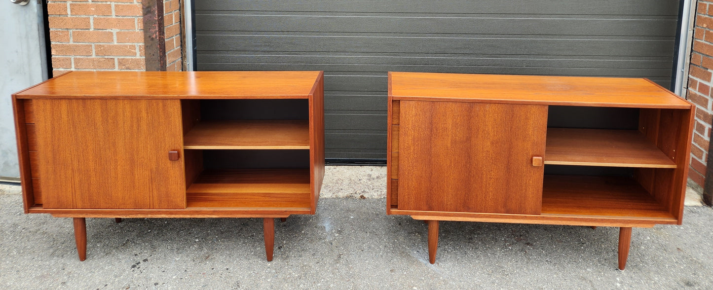 REFINISHED Danish Mid Century Modern Teak Cabinet by Domino 48" (2 available)