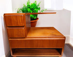 REFINISHED Danish MCM Teak Bed w Floating Nightstands Queen by Komfort 15