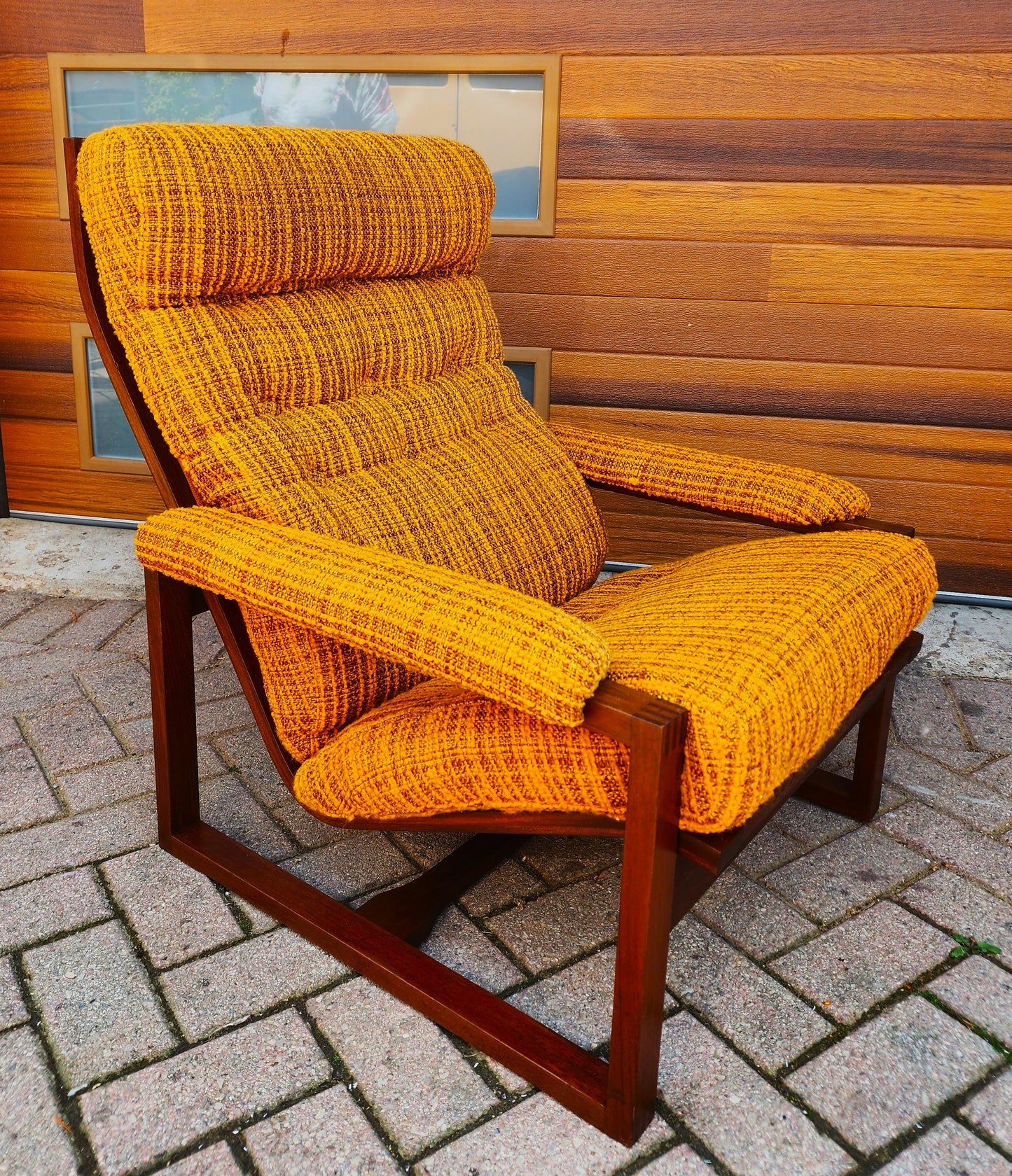 REFINISHED Mid Century Modern Teak Lounge Chair & Ottoman by Lennart Bender, Sweden