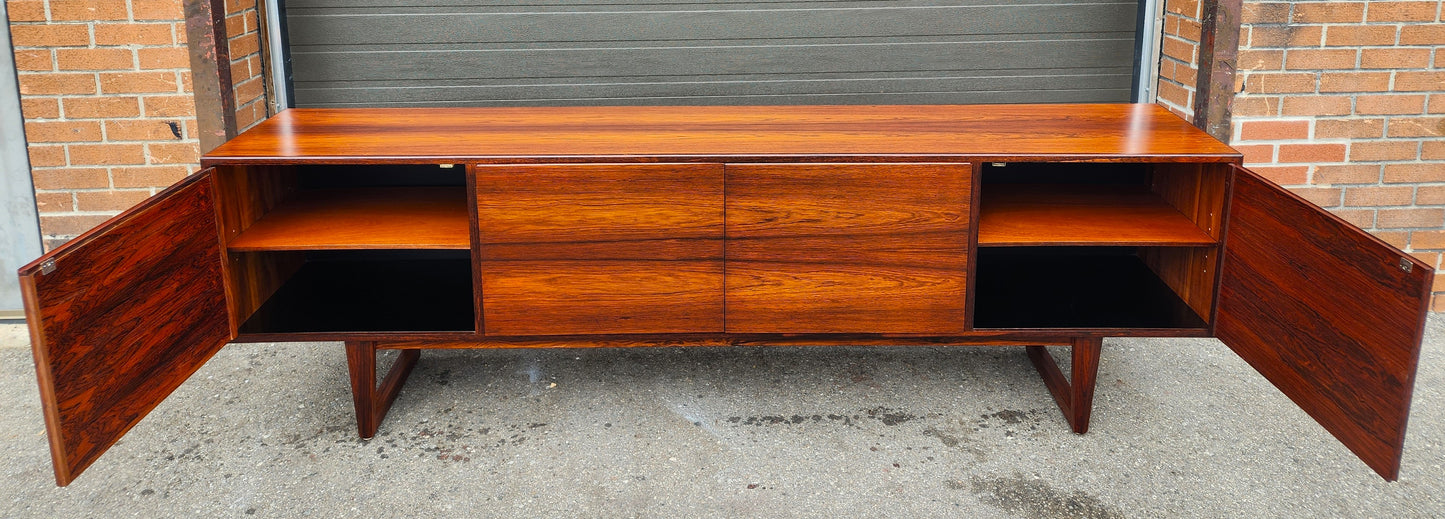 REFINISHED Danish Mid Century Modern Brazilian Rosewood Sideboard 95"