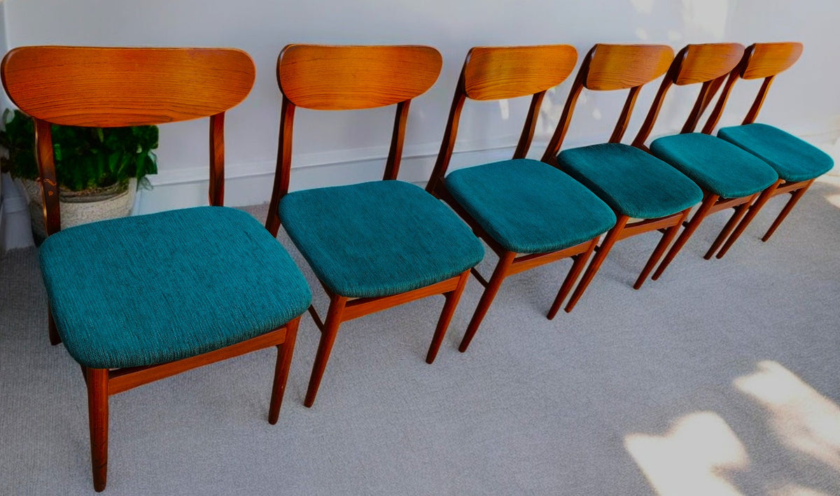 6 RESTORED Danish Mid Century Modern Teak Chairs