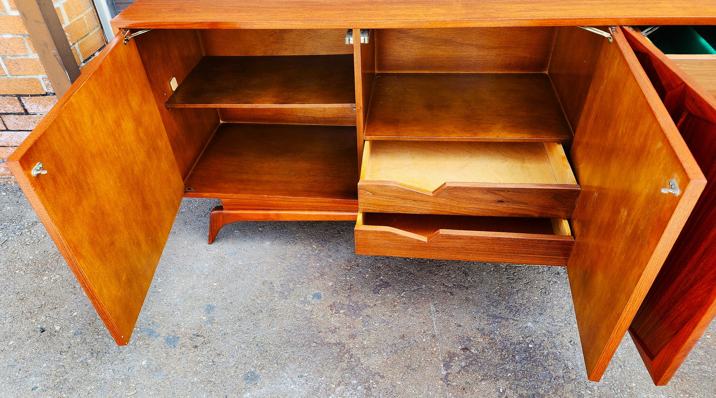 REFINISHED Exceptional  Mid Century Modern Walnut Sideboard  96"