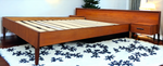 REFINISHED Mid Century Modern Teak Bed w Floating Nightstands Queen 3