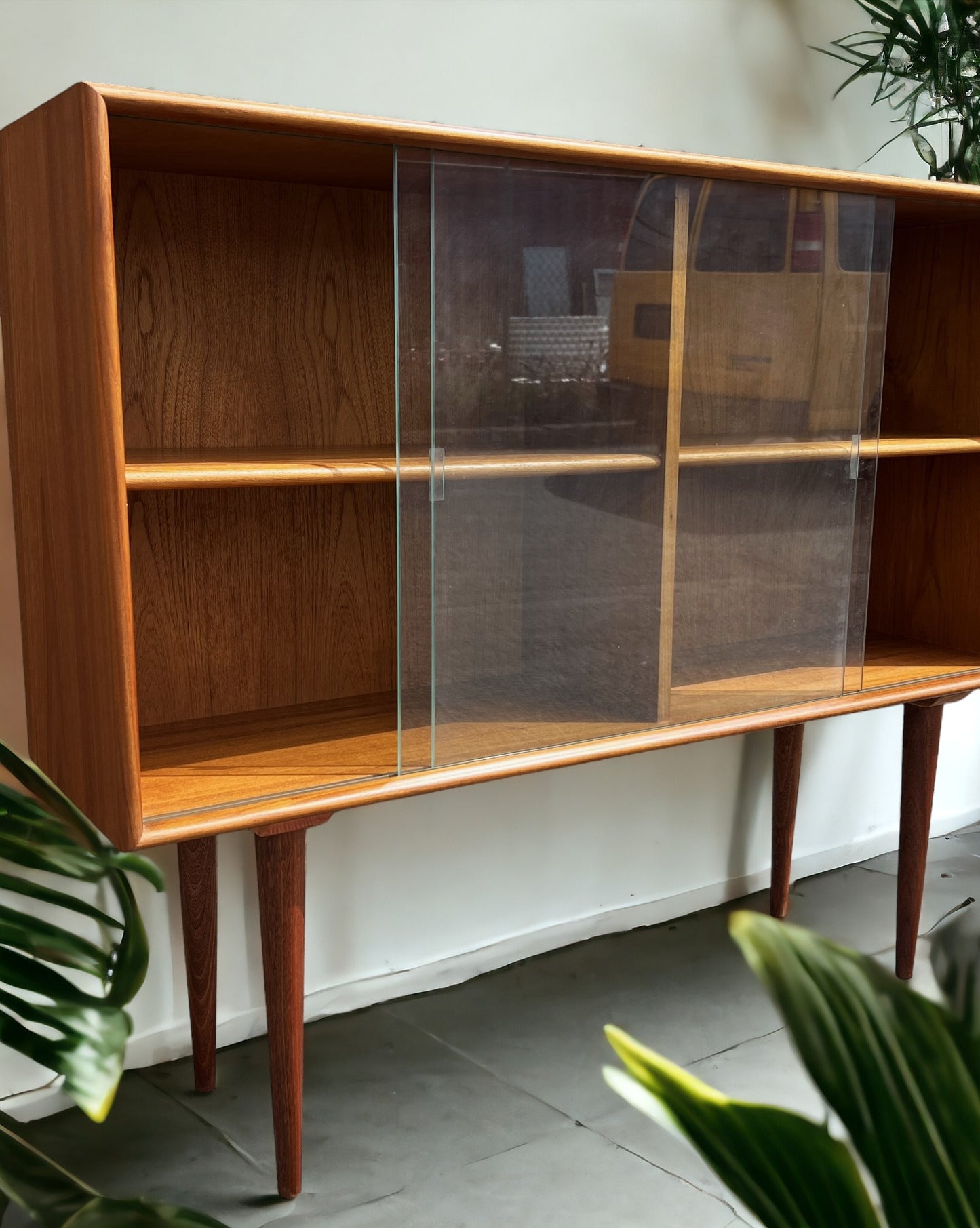 RESTORED Mid Century Modern Teak Display Bookcase 4 ft