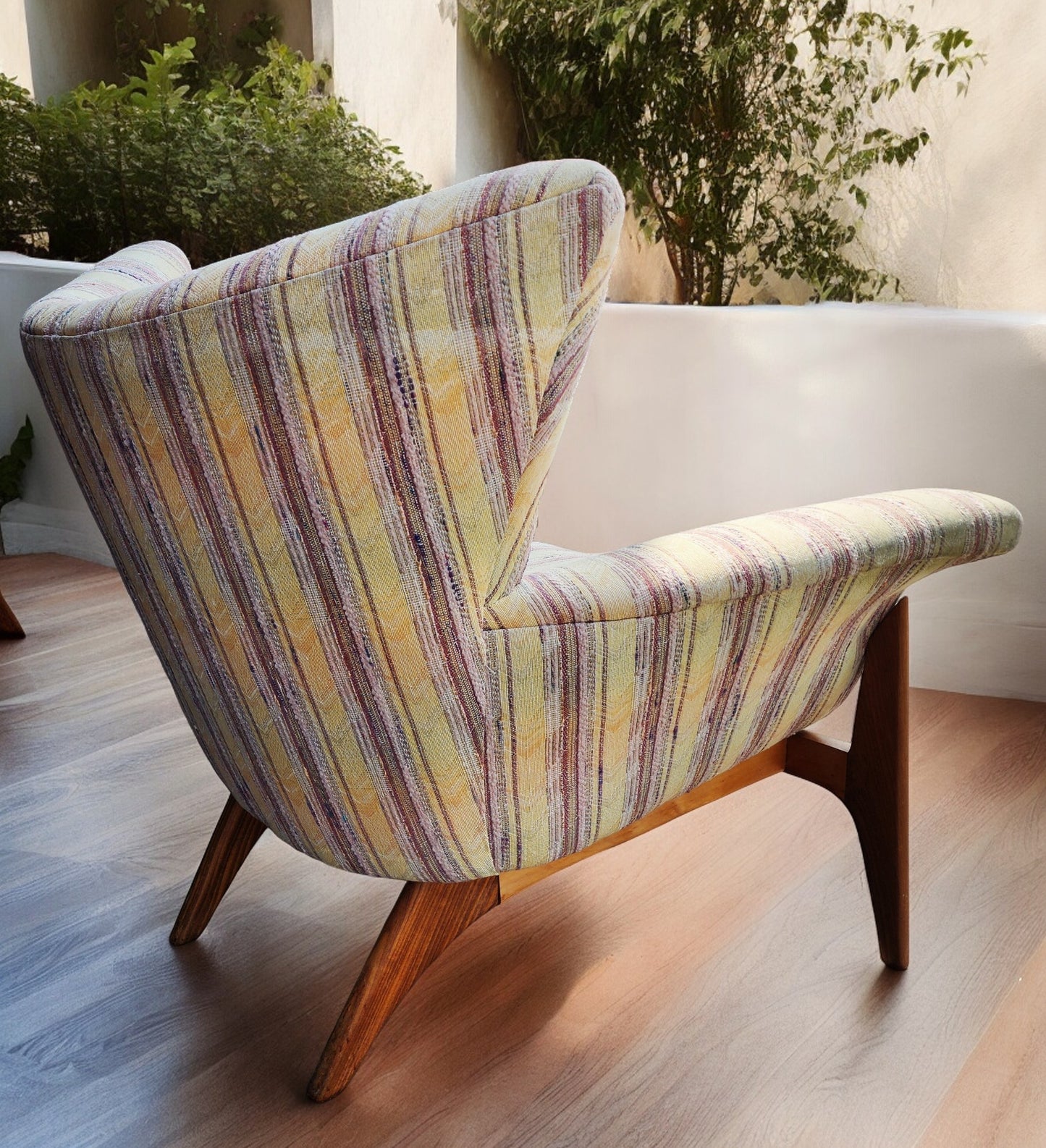 REFINISHED Mid Century Modern Small Wing Back Chair in Adrian Pearsall style