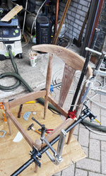 6 REFINISHED will be REUPHOLSTERED Danish MCM Cowhorn Teak Chairs 23