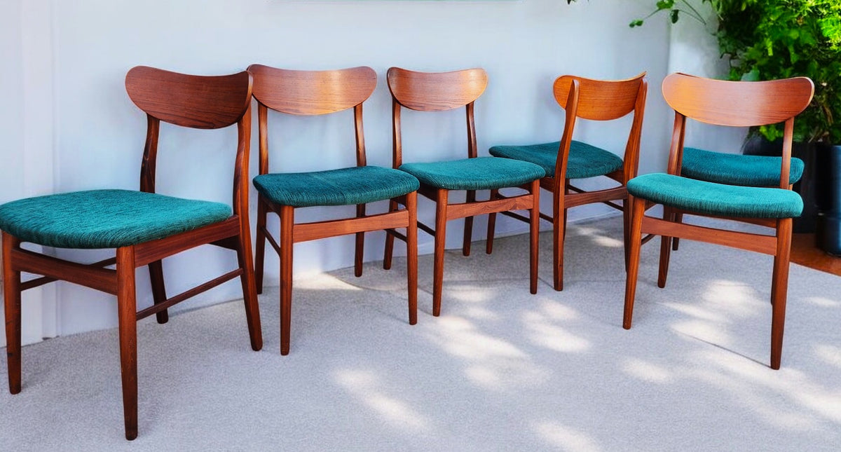 6 RESTORED Danish Mid Century Modern Teak Chairs