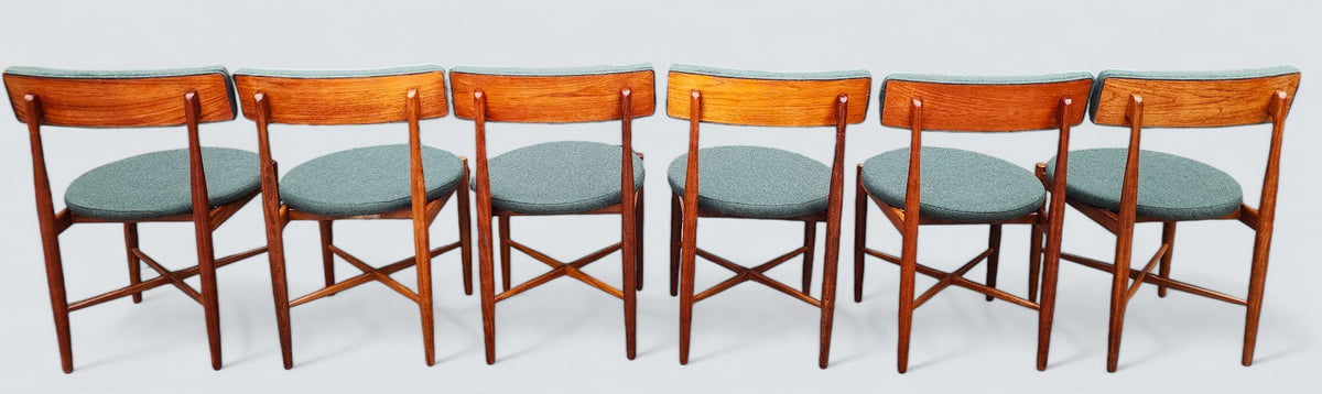 REFINISHED MCM Teak Extension Table & 6 REUPHOLSTERED chairs by G Plan