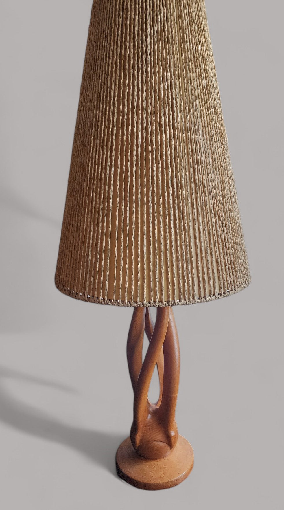 Mid Century Modern Sculptural Table Lamp w Cone shade H 35.5"