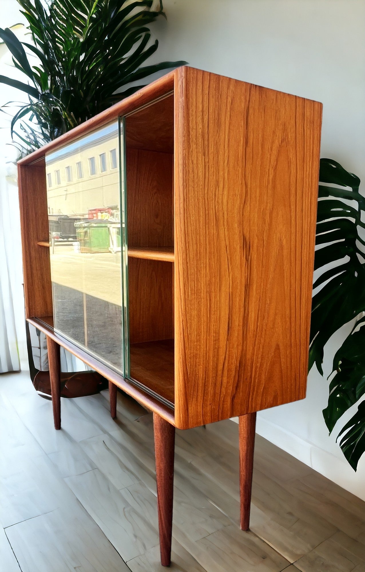 RESTORED Mid Century Modern Teak Display Bookcase 4 ft