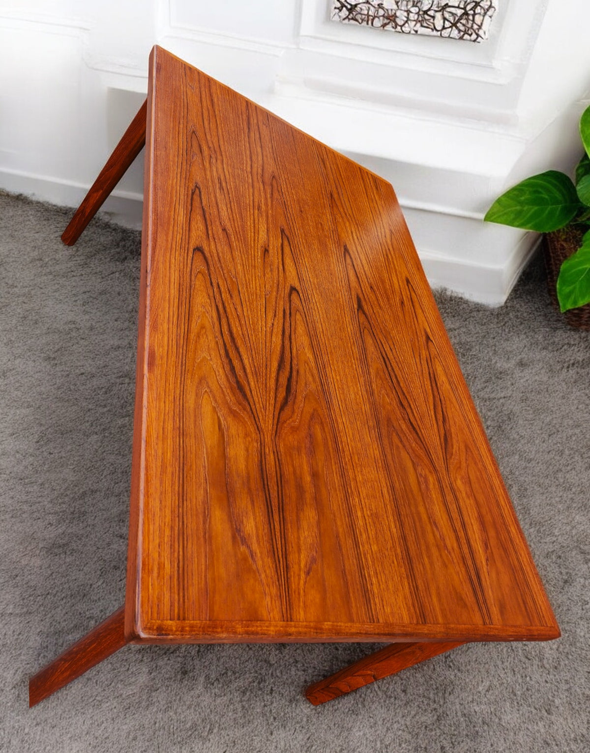 REFINISHED Danish MCM Teak Draw Leaf Table by H. Kjaernulf  57