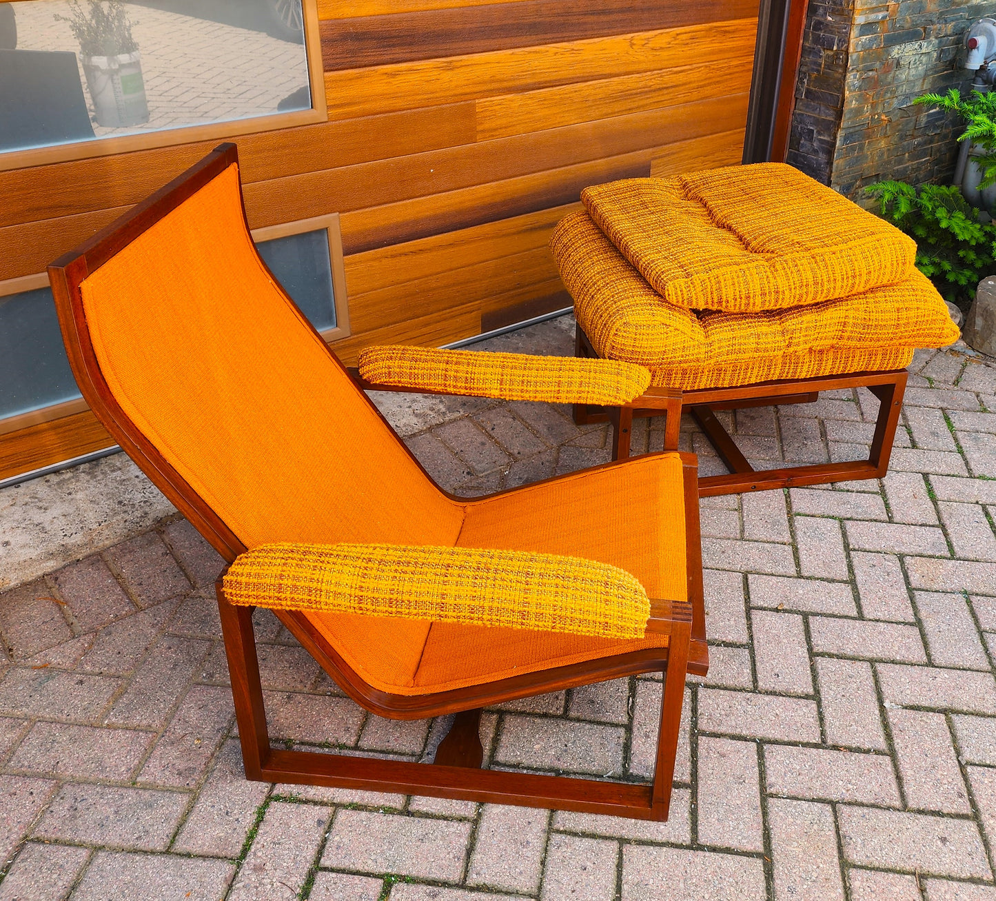 REFINISHED Mid Century Modern Teak Lounge Chair & Ottoman by Lennart Bender, Sweden