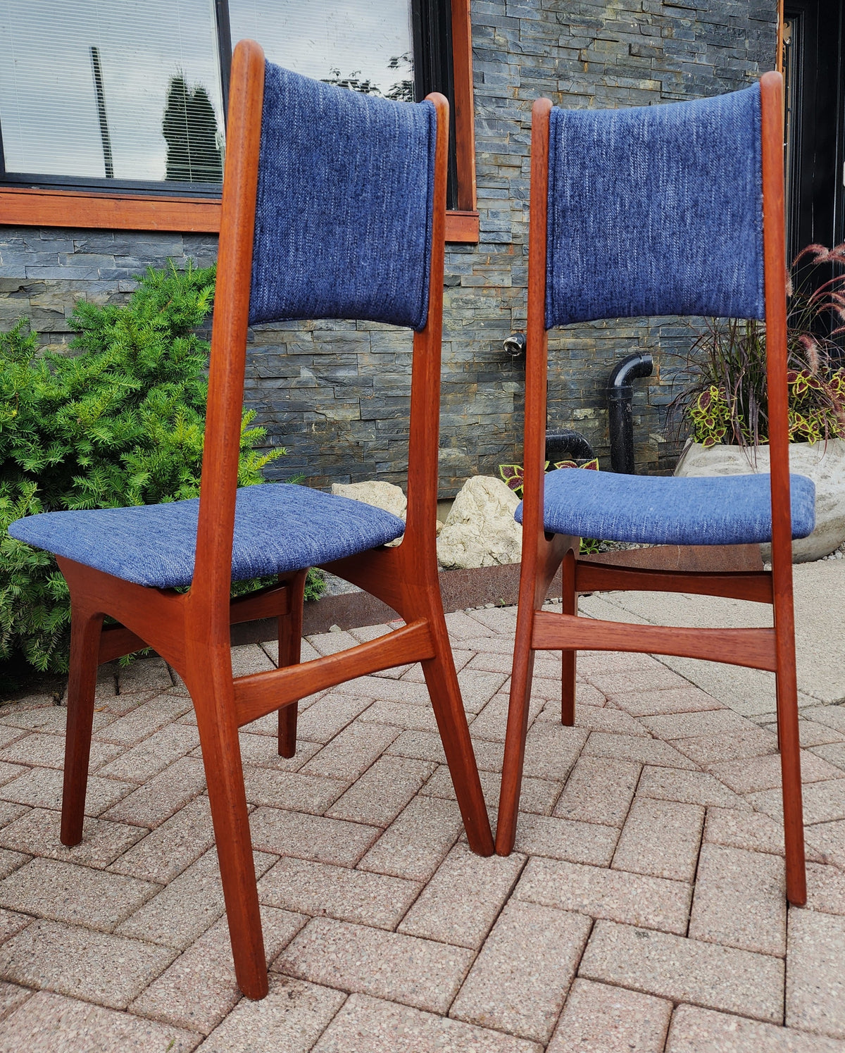 4 REFINISHED REUPHOLSTERED Danish Mid Century Modern Teak Chairs by Korup Stolefabrik