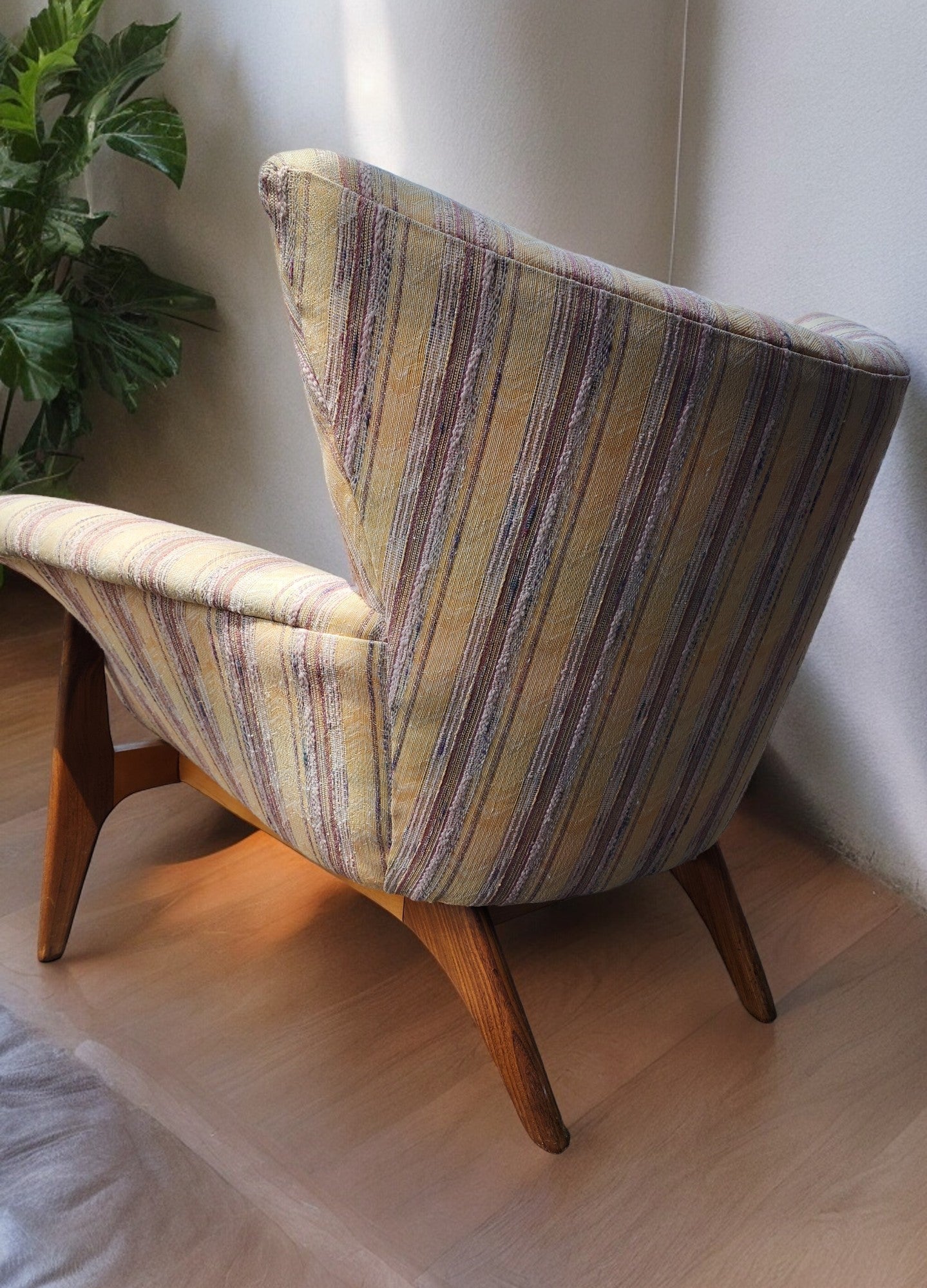 REFINISHED Mid Century Modern Small Wing Back Chair in Adrian Pearsall style