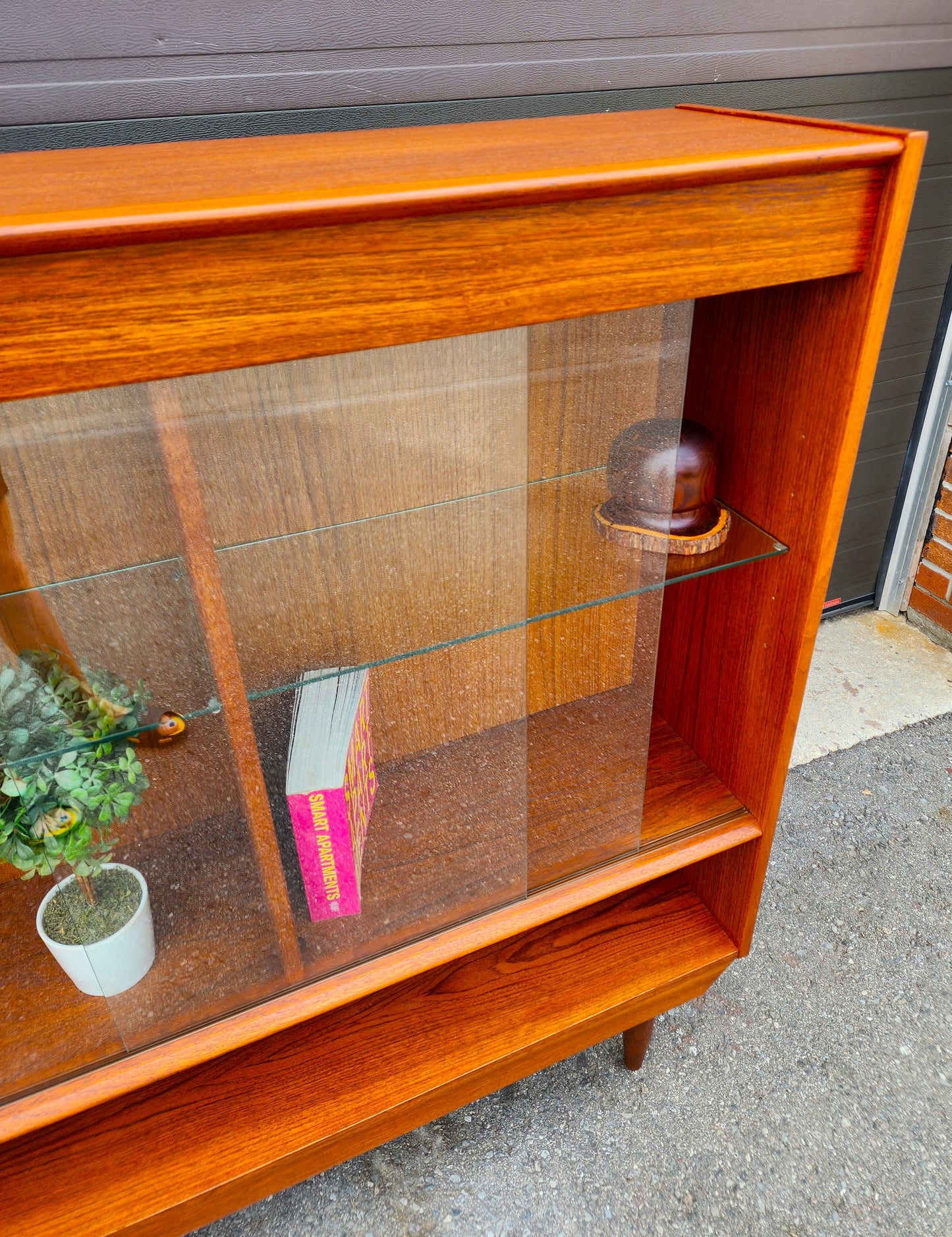 REFINISHED Mid Century Modern Teak Display Bookcase 48"