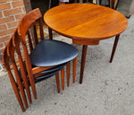 REFINISHED Danish MCM ROUNDETTE Teak Extension Table & 4 Chairs by Hans Olsen 9