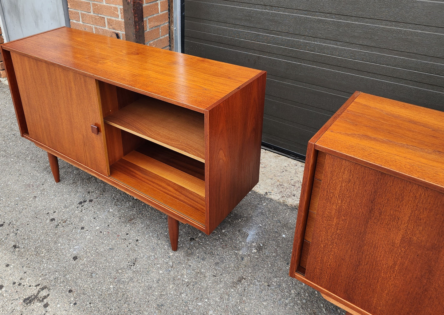 REFINISHED Danish Mid Century Modern Teak Cabinet by Domino 48" (2 available)