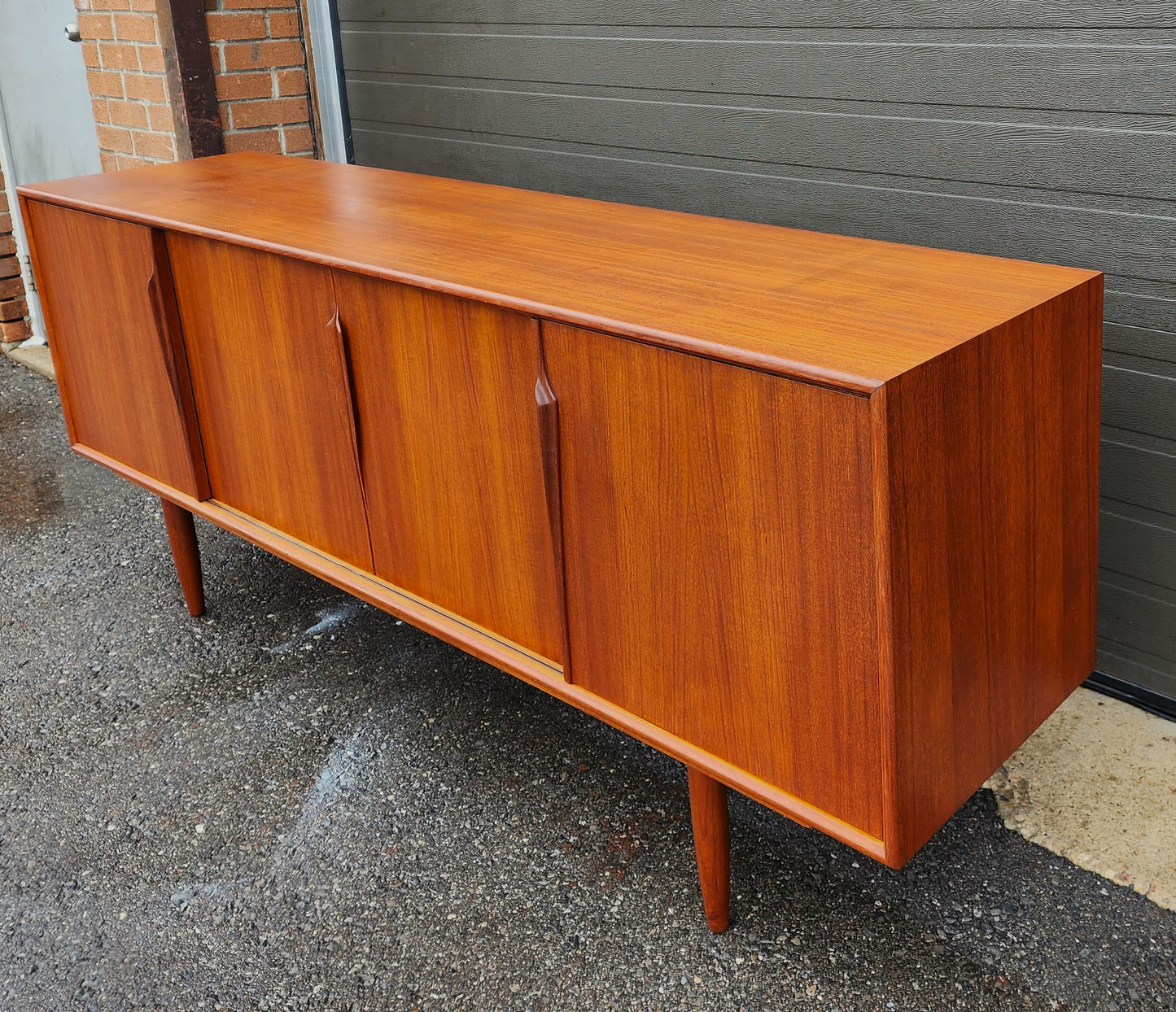 REFINISHED Danish Mid Century Modern Teak Sideboard by Gunni Omann 79"