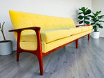 REFINISHED REUPHOLSTERED Mid Century Modern Teak 4-Seater Sofa by R.Huber 11